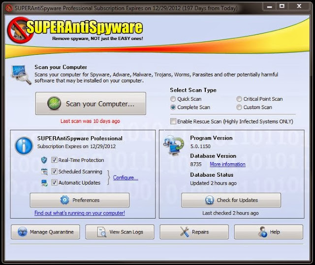 تنزيل برنامج مكافح ملفات التجسس SUPERAntiSpyware للكمبيوتر SUPERAntiSpyware