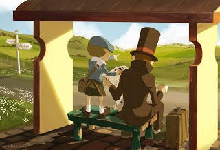 Galería de Layton Layton_and_Luke_at_the_Busstop_by_wredwrat