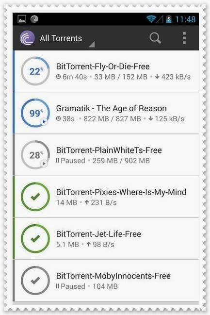 BitTorrent for Android تطبيق لتحميل الملفات المجانى للهواتف الأندرويد والتابلت Capture