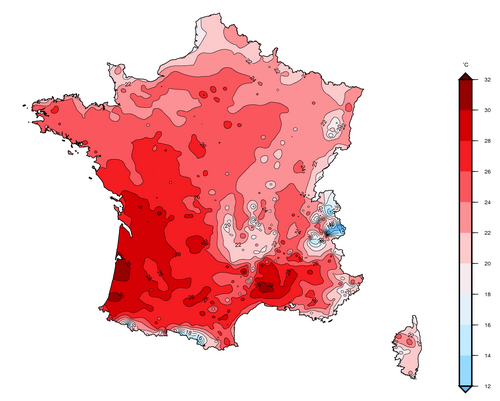 France: Le seuil des 30°C franchi pour la première fois et nouveau record Temperatures_france_0415