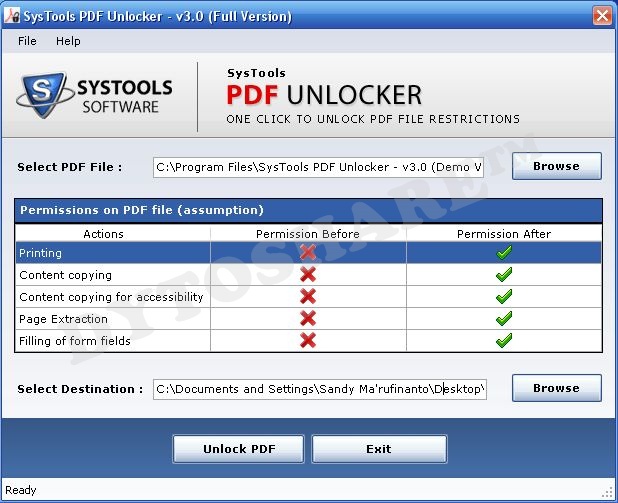 SysTools PDF Unlocker 3.0 Full Version Ss