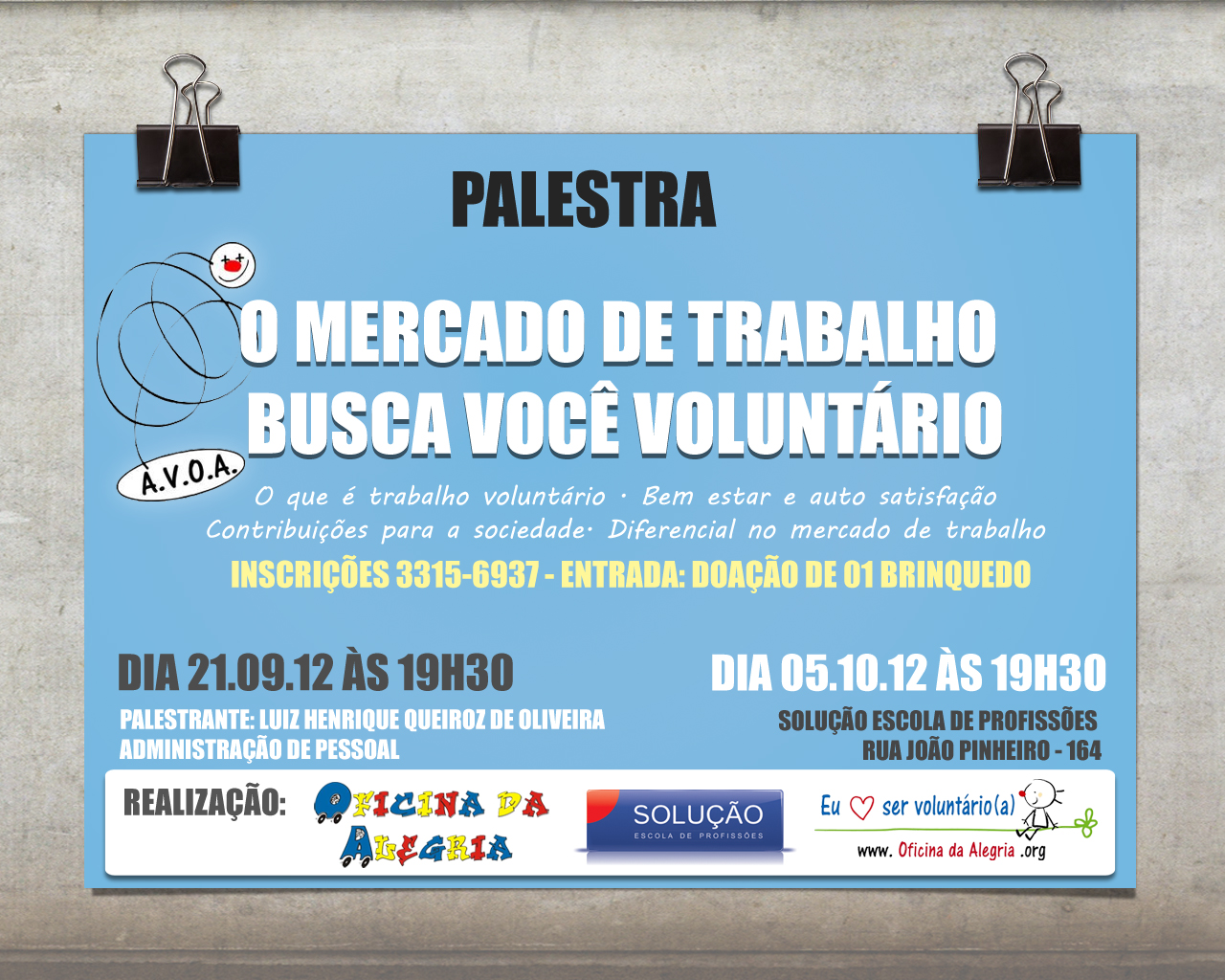 AGENDA -  FIQUE DE OLHO! Voluntario