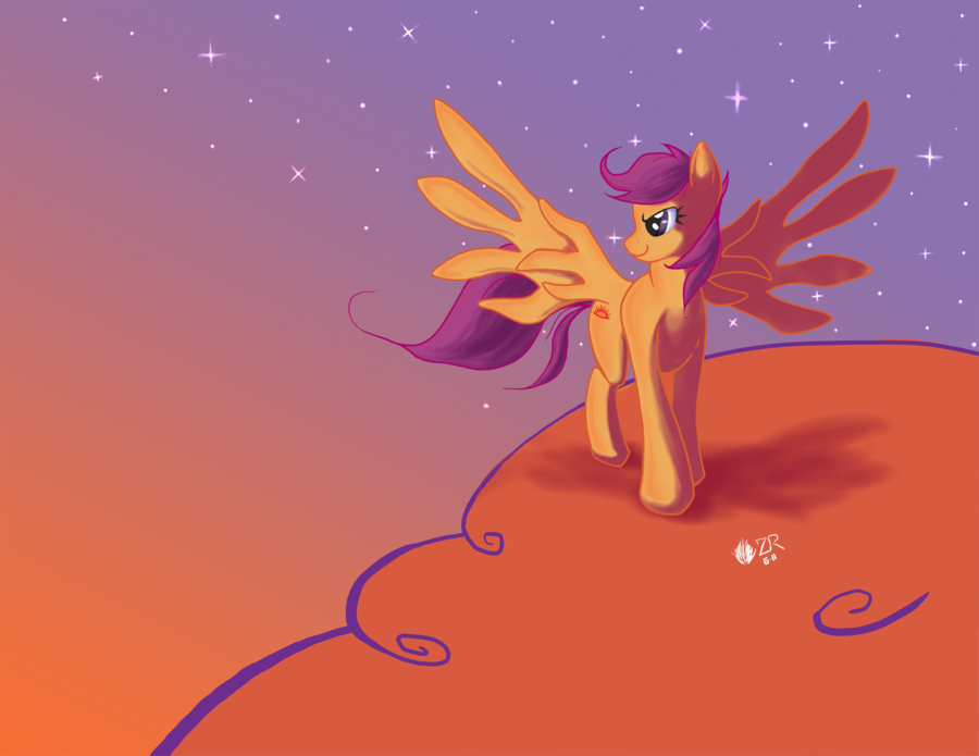 Quel est votre CMC préférée ? - Page 2 Scootaloo_sunset_by_sagebrushpony-d3ftgqt