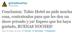 TodoRockPop Twwiter - Tokio Hotel y sus exigencias y el mas votado en Venezuela! Todo4