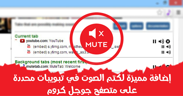 إضافة مميزة لكتم الصوت في تبويبات محددة على متصفح جوجل كروم Mute-tab-0