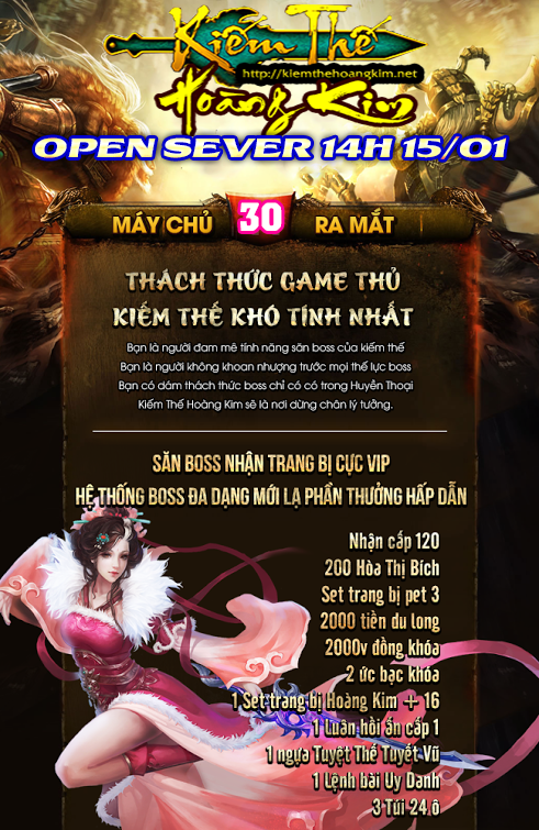 OPEN SV31 BẠCH ƯNG 14H 22-01-2016[KIEMTHEHOANGKIM].Nhận code tham gia ngay nào ! Hotrohoangkim