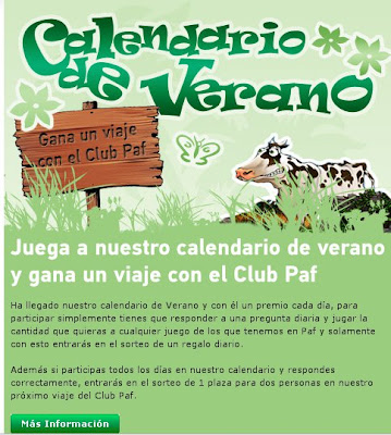  paf sortea cada dia un regalo con el calendario del verano participa en el y podras optar a un viaje Pafverano