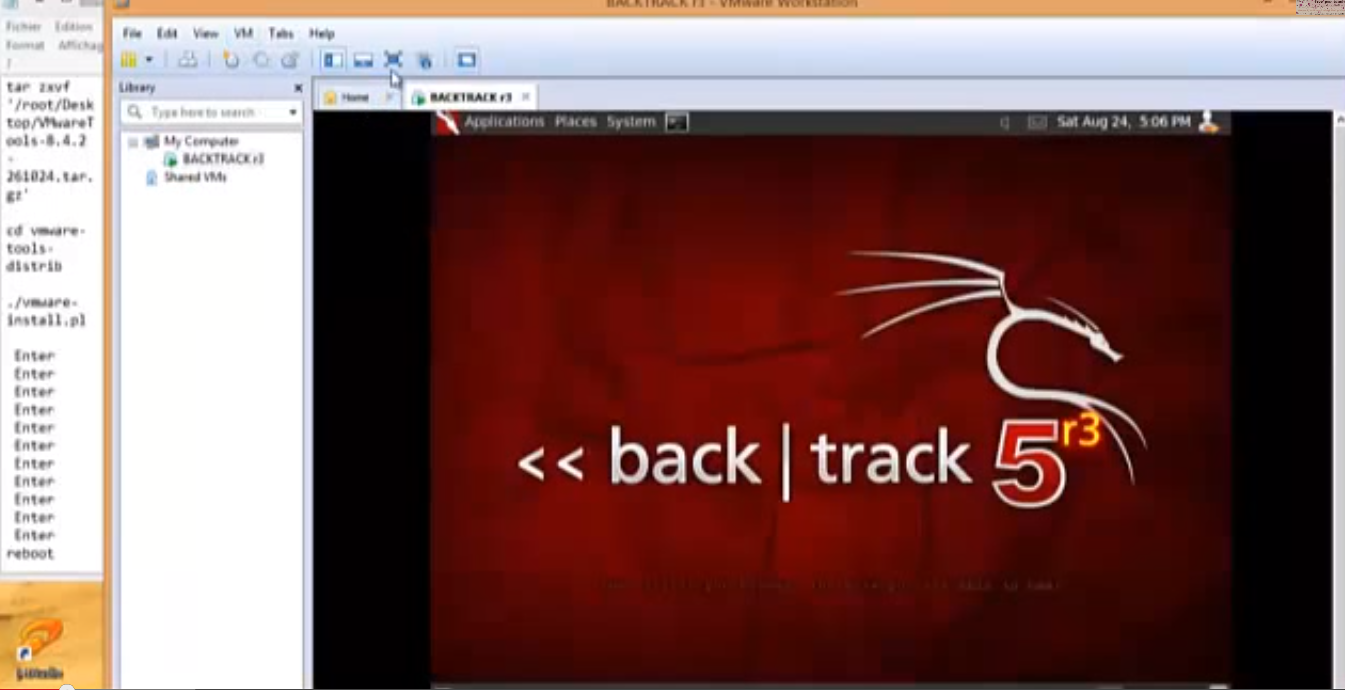 كيفية عمل full screen في برنامج vmware ونقل الملفات من النظام الاساسي الى النظام الوهمي backtrack5 Untitled