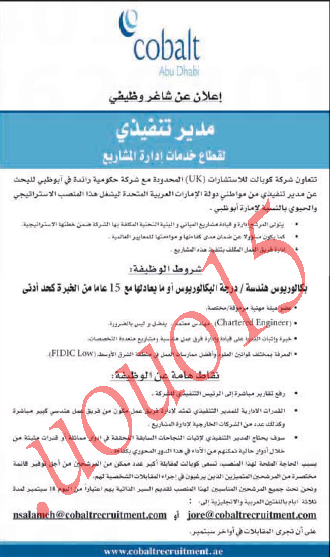 وظائف شاغرة فى شركة كوبالت للاستشارات المحدودة  %D8%A7%D9%84%D8%A7%D8%AA%D8%AD%D8%A7%D8%AF