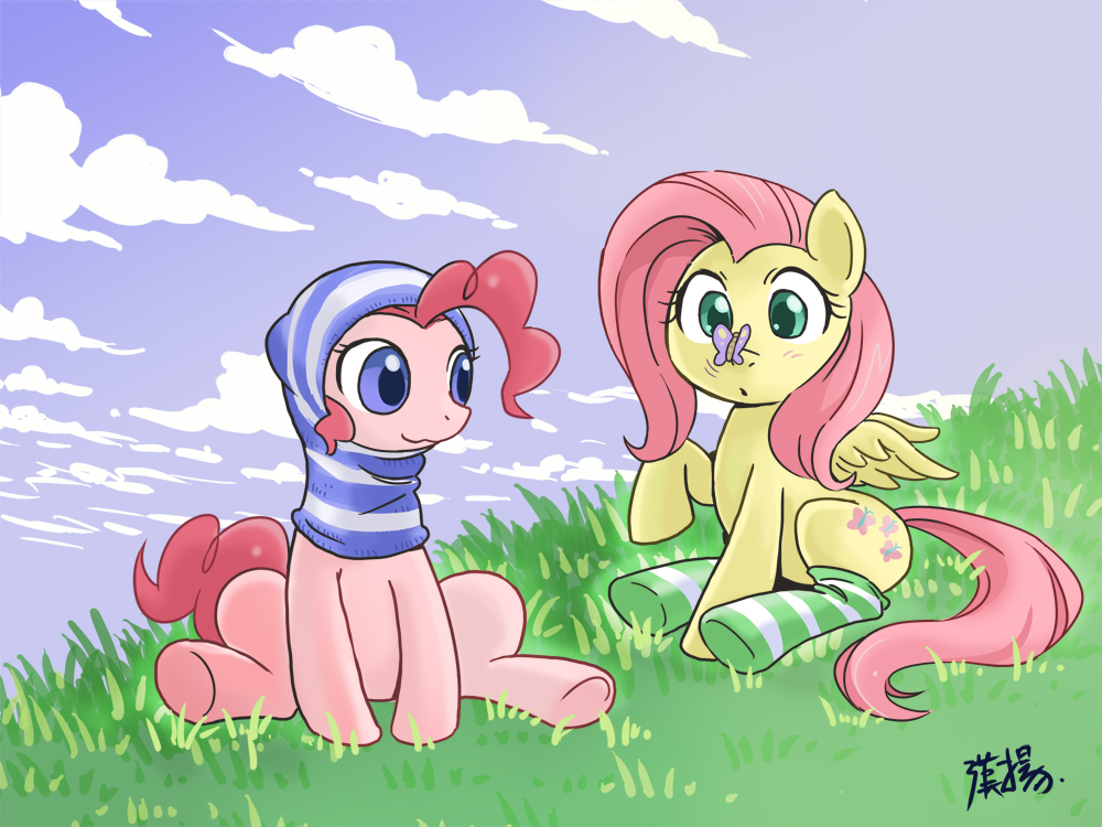 Lyra's magical diabetes inducing thread - Page 7 Fluttershy_and_pinkie_pie_striped_by_shepherd0821-d55c2q3