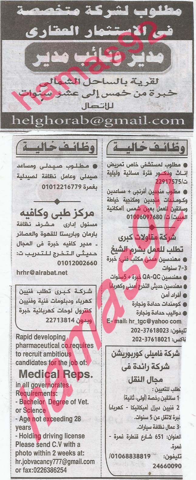 وظائف خالية فى جريدة الاهرام الجمعة 13-09-2013 14