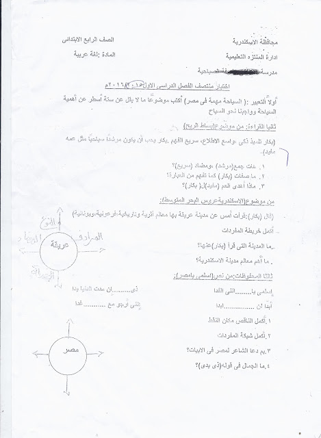  تعليم الاسكندرية: نشر كل امتحانات الصف الرابع الابتدائي "عربى ولغات" نصف الترم الأول 2015 Scan0026