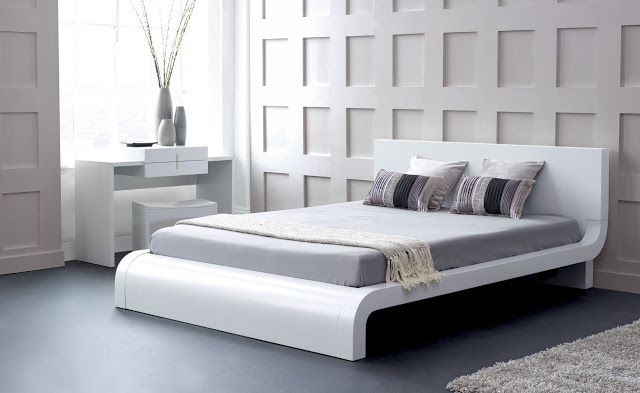 Mẫu giường ngủ gỗ hiện đại Curve-white