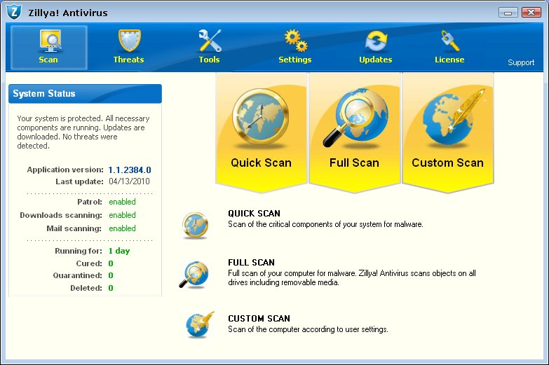 برنامج Zillya! Antivirus مضاد للفايروسات سريع ومضمون ومجاني Zillya%21Antivirus1.1.2937.0