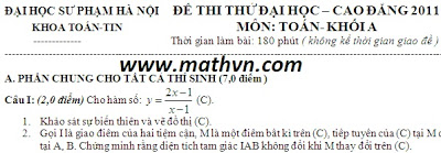 31 đề thi thử Đại học 2011 môn Toán (có đáp án chi tiết, file word) De-thi-thu-dai-hoc-2011-mon-toan-co-dap-an-word