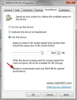 Windows 7 trik : meningkatkan/menambah RAM Readyboost-Optimized