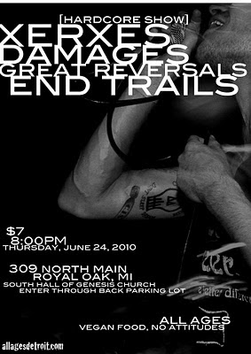 June 24th--Xerxes, Damages, Great Reversals, End Trails @ Genesis in Royal Oak Xerxes