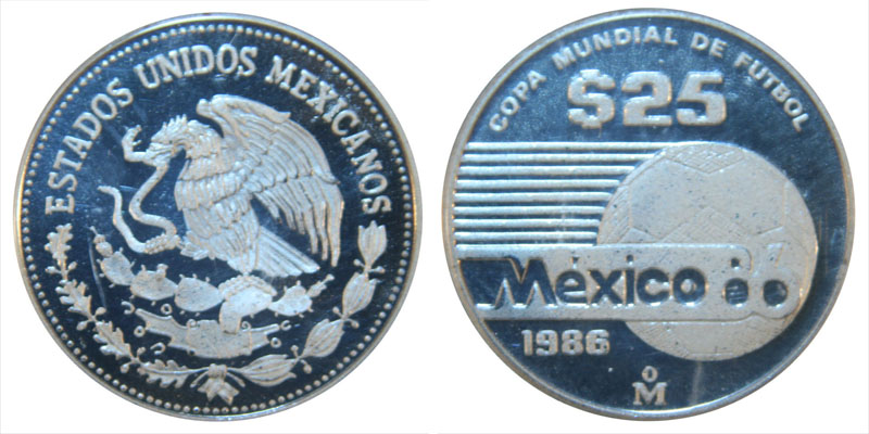 Las monedas de plata del Mundial de Fútbol “México 86”…un cuarto de siglo después. 25-4