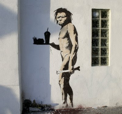Arte y crema de cacahuetes.... - Página 3 Banksy-caveman