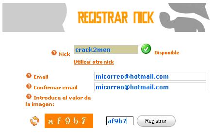 Registra tu nick en el chat Nick2