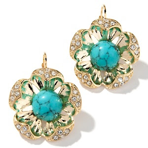 حلق........... Suzanne-Somers-Faux-Turquoise-Flower-Earrings1