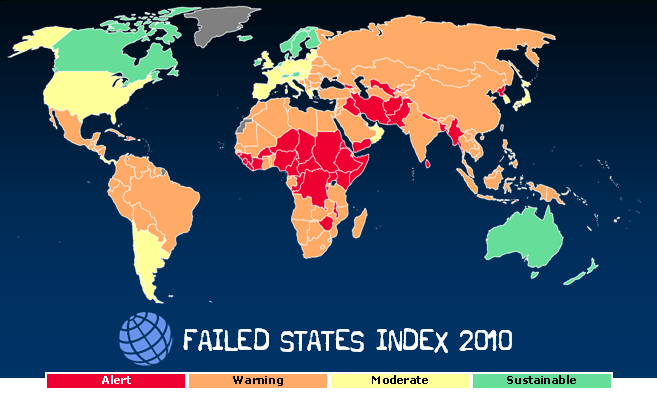 தோல்வியடைந்த நாடுகளின் பட்டியலில் இலங்கையும் இடம் பெற்றுள்ளது Fsi_map_2010