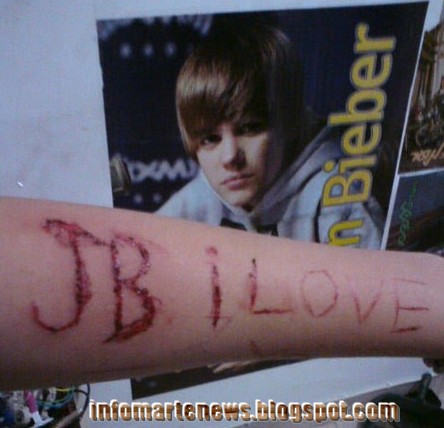 Menina se corta com gillete para provar amor por Justin Bieber  Fanatica-justin-bieber