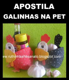 Trabalhos com EVA e fundos de garrafa GALINHA