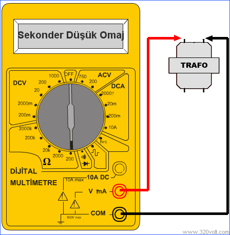 En Basitinden Temel Elektronik Multimetre-sekonder-dusuk-omaj