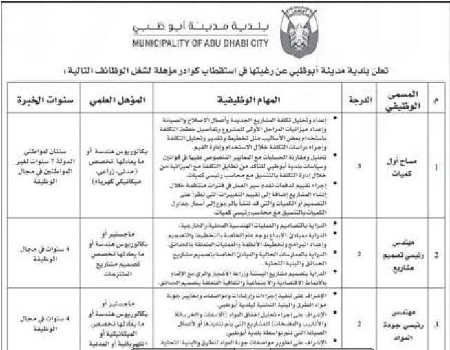 وظائف بلدية ابو ظبى بتاريخ 2/3/2013 - وظائف جريدة الاتحاد الاماراتية  2013-03-02_090254