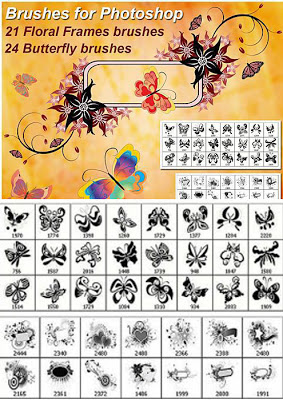 فورش فوتوشوب ورود والزهور و إطارات ورود و فراشات floral frames butterfly brushes Arab-Design