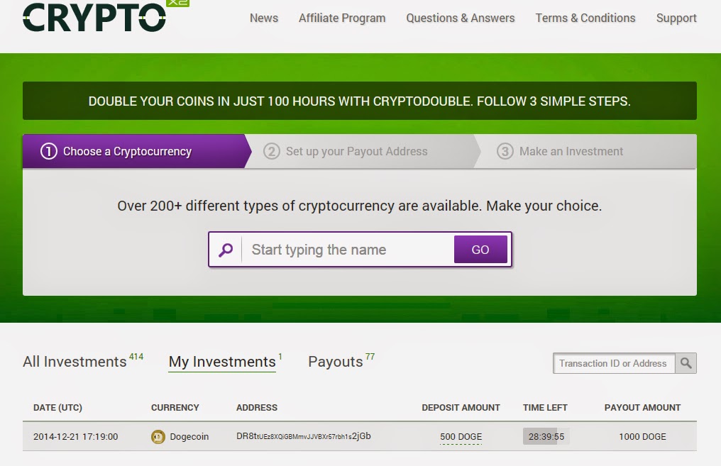 Cryptodouble: Gana dinero duplicando tus criptomonedas (comprobante de pago) Cryptox2