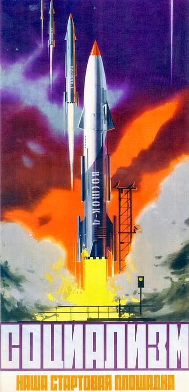 Carteles propagandísticos relacionados con la conquista espacial soviética Soviet-Space-Propaganda-Posters-23