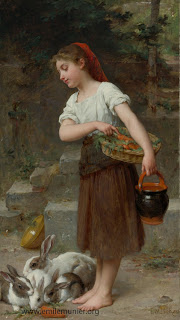 Copii in pictura Munier_1888_05_feeding_the_rabbits_wm