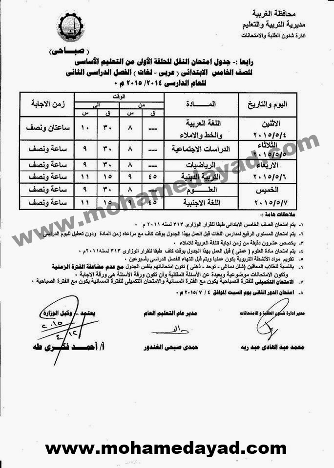 جداول امتحانات محافظة الغربية ترم ثاني 2015 جميع المراحل  Gh-table-exam-2015%2B%2812%29%2Bcopy