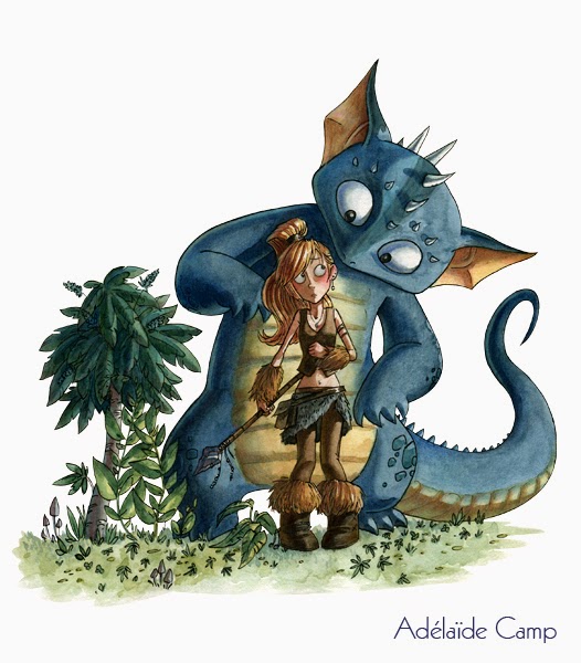 [Trouvé] Illustration recherche une histoire Dragon-dessin-fille-cromagnon