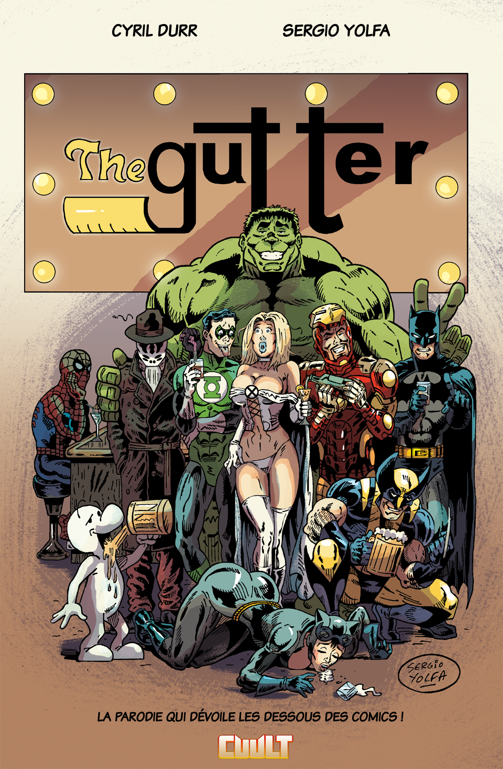 The Gutter : la parodie qui dévoile les dessous des comics Cover%2BThe%2BGutter%2Bvtexte