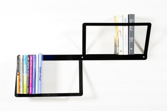 مكتبات للغرف ..  Minimalist-black-duo-bookshelf-2-554x370