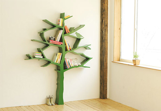 مكتبات للغرف ..  Green-tree-bookshelf