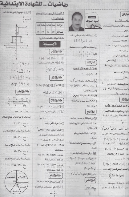 مسائل رياضيات للشهادة الابتدائية مراجعات آخر العام - ملحق الجمهورية التعليمى 5/4/2013 Scan0009