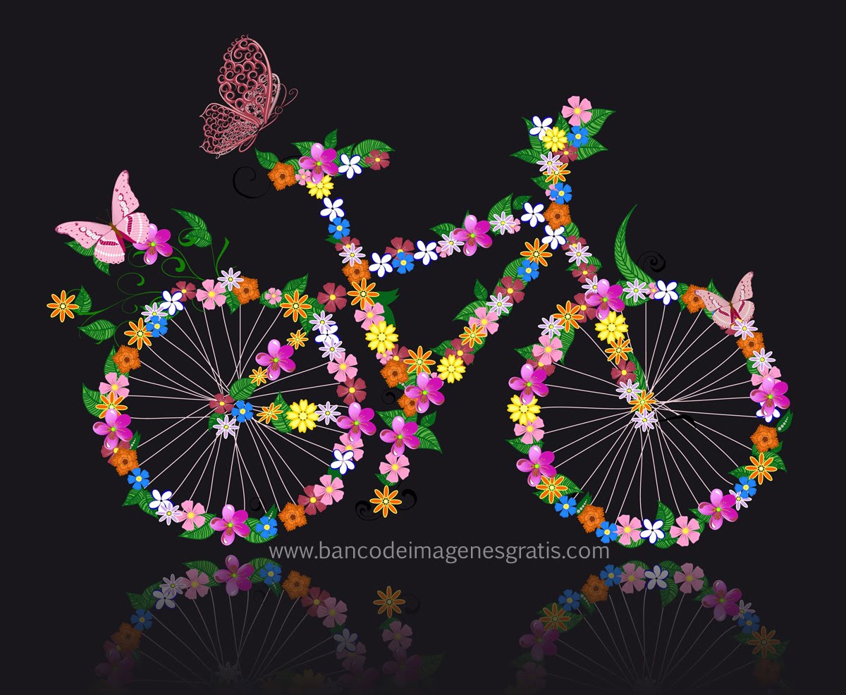 LA PRIMAVERA LLEGO¡!! Arte-art-bicicleta-con-flores-artwork-cycle-flowers-ilustracion-vectores