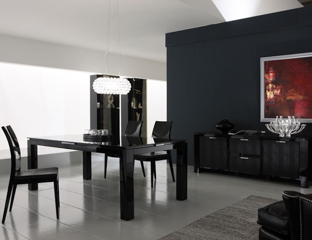 نزلتلكم صور لاحدث تصميمات غرف السفرة باللون الاسود والابيض Diamond-black-Dining-room-idea