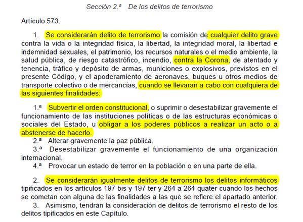 Aviso a todos los usuarios del foro: Opinar contra la Corona en redes sociales, delito de terrorismo a partir del 1 de julio.  CORONA