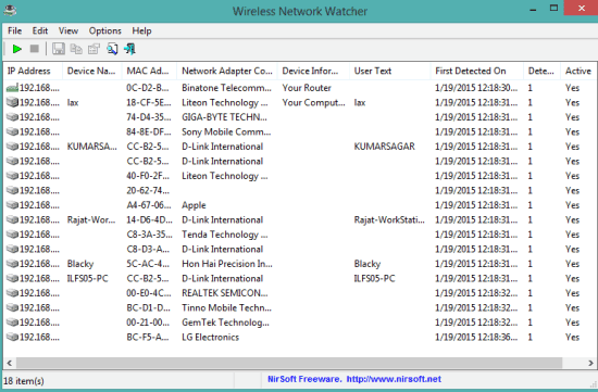 ثلاث برامج مجانية تنبهك في حالة إختراق الويفي Wireless-Network-Watcher-interface