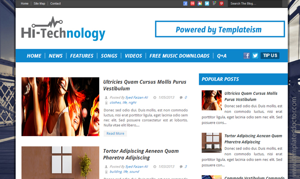 قالب بلوجر ازرق حكاية  Hi Technology Blogger Template  Hightech-templatesdoctor