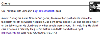 Gesto Considerado de Jaejoong en "Asian Dream Cup" 1