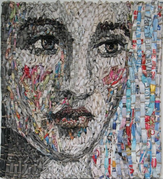 فنانة تحول الصحف القديمة إلى لوحات فنية Gugger-Petter-portraits4-550x606