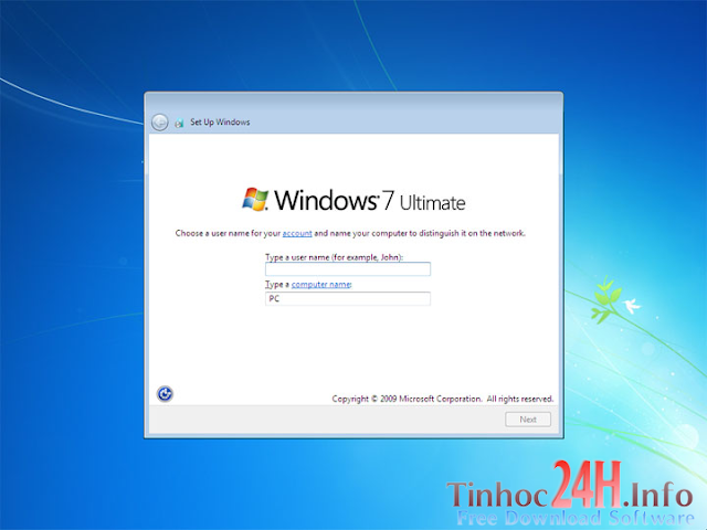 cai đặt win7 - thiết lập người dùng