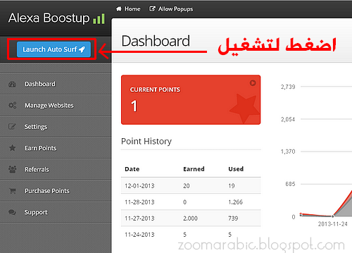  تخفيض ترتيب موقعك الحصول على زوار حقيقيين يوميا  Alexaboostup-dashboard-n