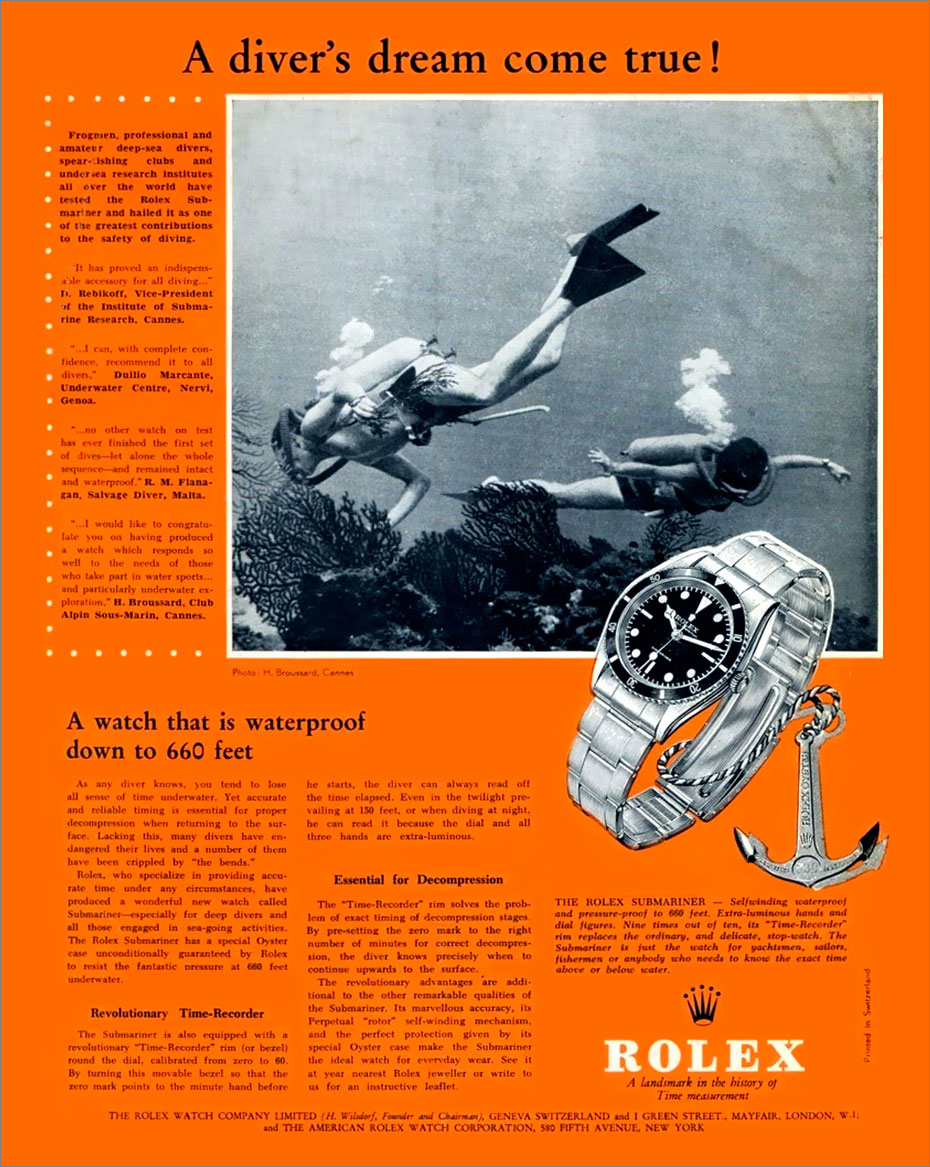 (teaser) 63 grammes de finesse .... - Page 4 1957-Rolex-Submariner-Magazine-Ad